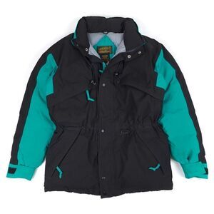 VINTAGE Eddie Bauer Goose Down Puffer Jacket Packable Hood Coat Green Mens Small